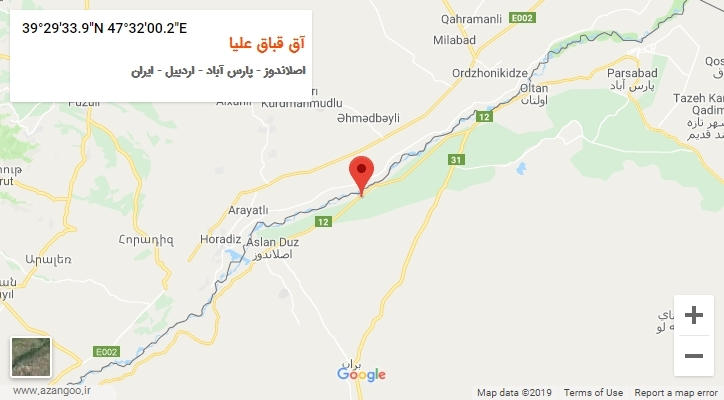 روستای آق قباق علیا بر روی نقشه