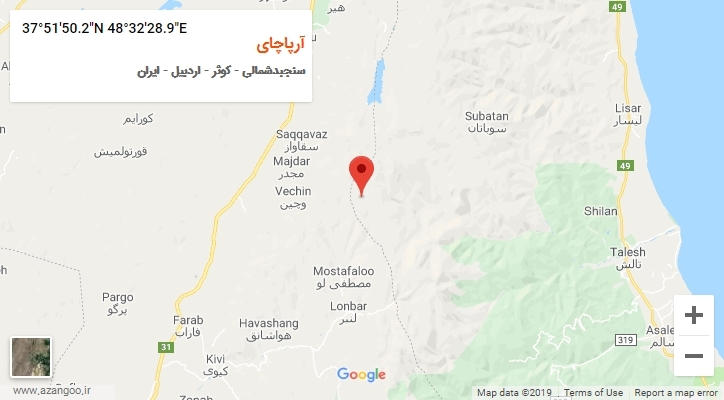 روستای آرپاچای بر روی نقشه