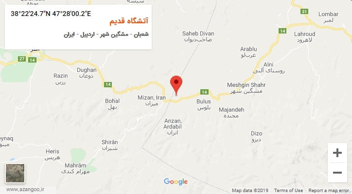 روستای آتشگاه قدیم بر روی نقشه