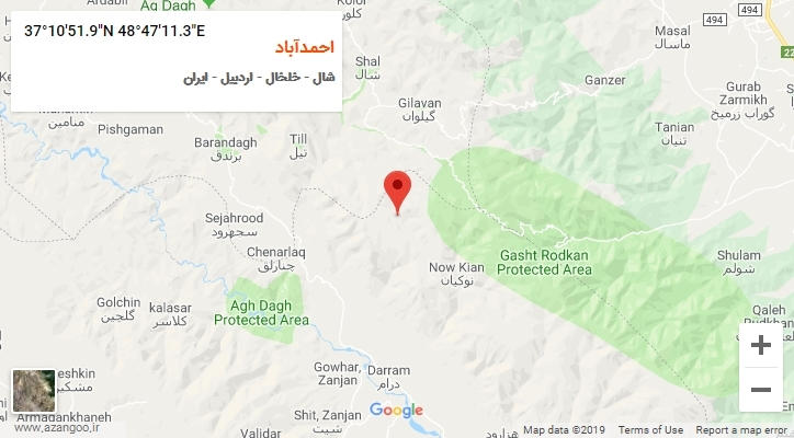 روستای احمدآباد بر روی نقشه