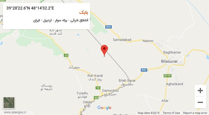 روستای بابک بر روی نقشه