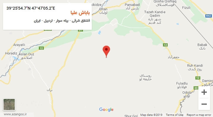 روستای باباش علیا بر روی نقشه