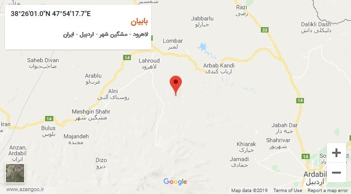 روستای بابیان بر روی نقشه