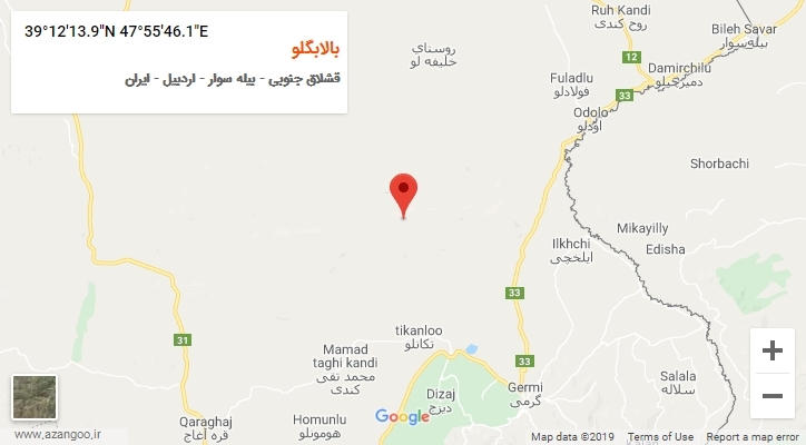 روستای بالابگلو بر روی نقشه