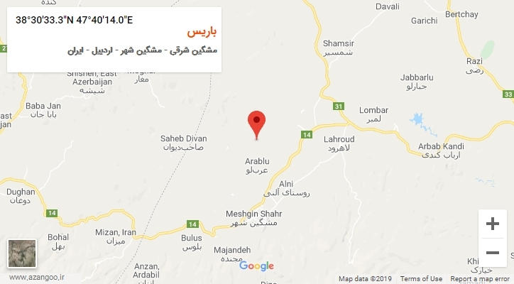 روستای باریس بر روی نقشه