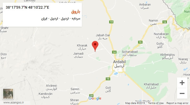 روستای باروق بر روی نقشه