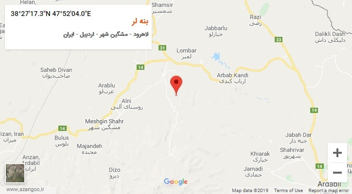 روستای بنه لر بر روی نقشه