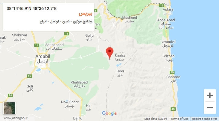 روستای بیریس بر روی نقشه
