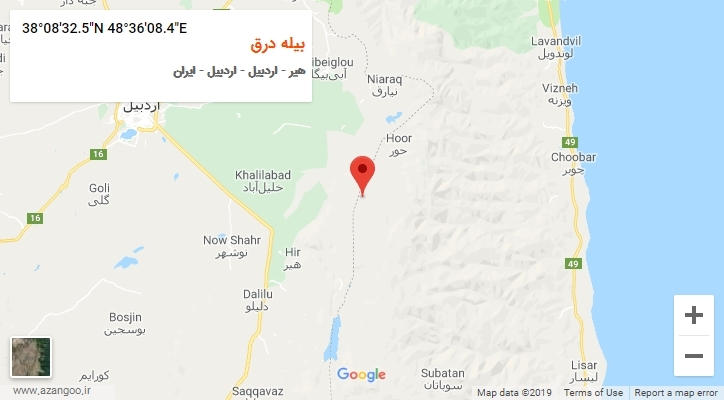 روستای بیله درق بر روی نقشه