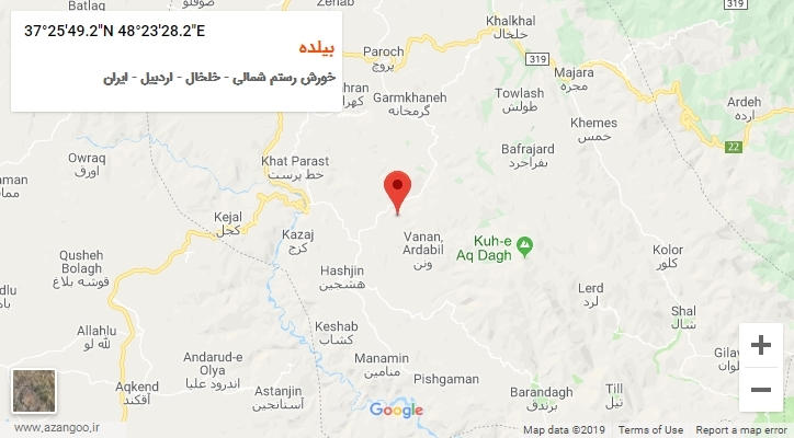 روستای بیلده بر روی نقشه