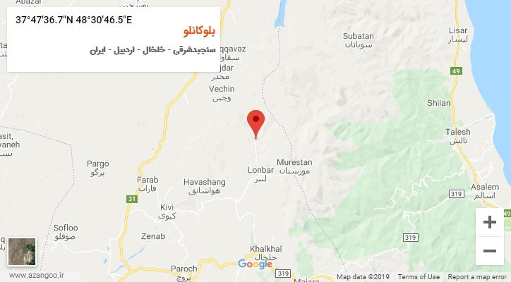 روستای بلوکانلو بر روی نقشه