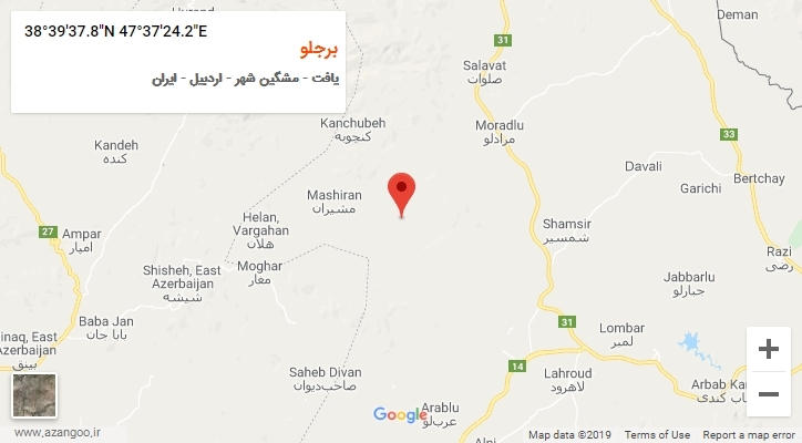 روستای برجلو بر روی نقشه