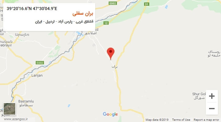 روستای بران سفلی بر روی نقشه