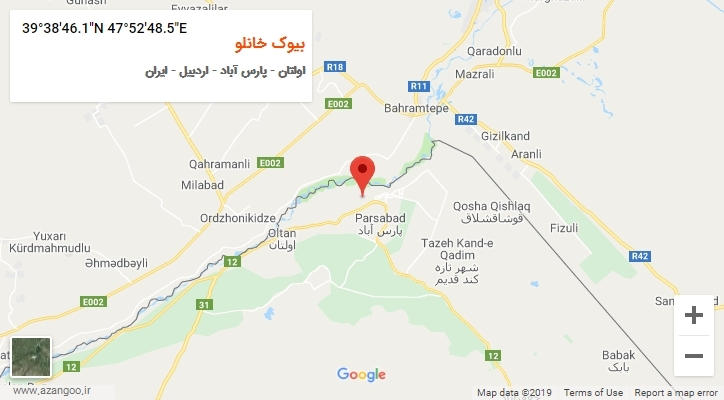 روستای بیوک خانلو بر روی نقشه