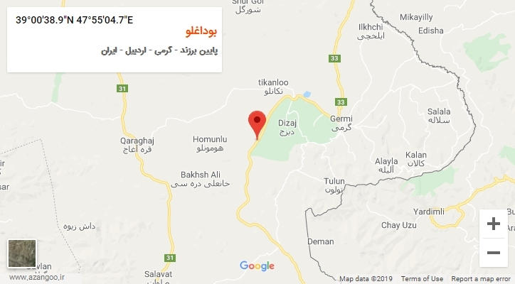 روستای بوداغلو بر روی نقشه