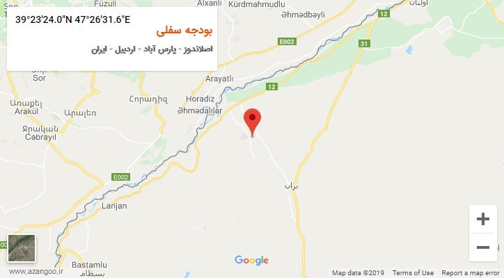 روستای بودجه سفلی بر روی نقشه