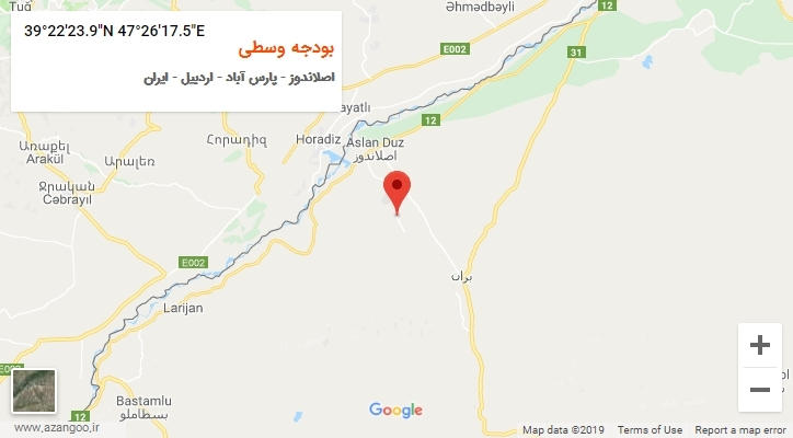 روستای بودجه وسطی بر روی نقشه