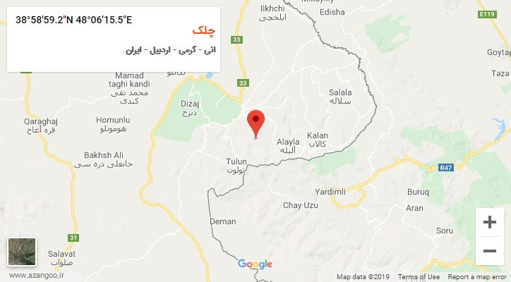 روستای چلک بر روی نقشه