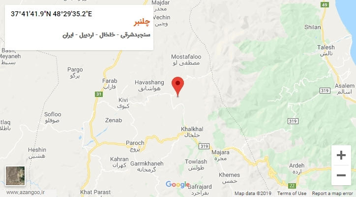 روستای چلنبر بر روی نقشه