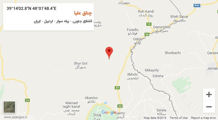 روستای چناق علیا بر روی نقشه