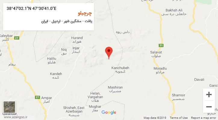 روستای چرچیلو بر روی نقشه