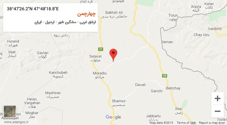 روستای چهارچمن بر روی نقشه