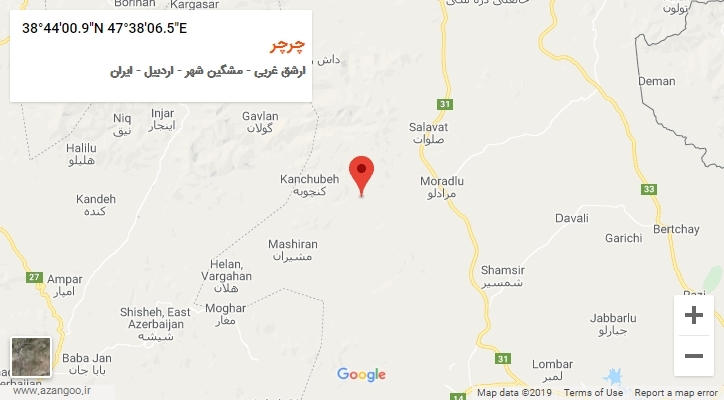 روستای چرچر بر روی نقشه