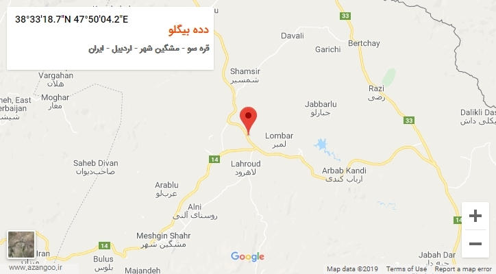 روستای دده بیگلو بر روی نقشه