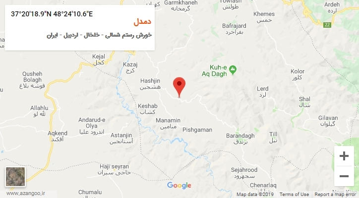 روستای دمدل بر روی نقشه
