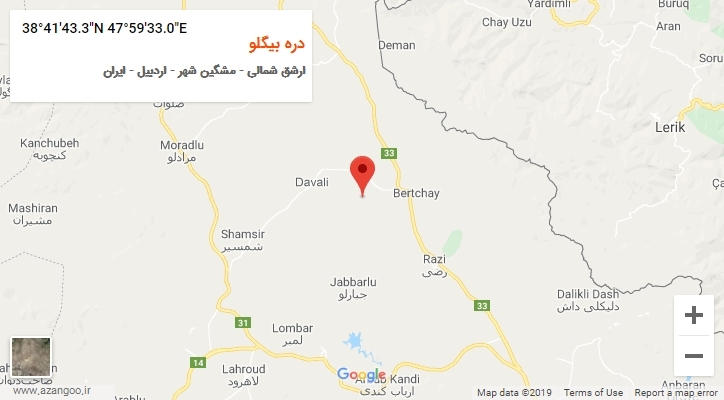 روستای دره بیگلو بر روی نقشه