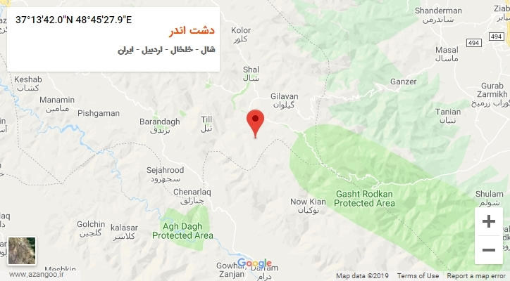 روستای دشت اندر بر روی نقشه