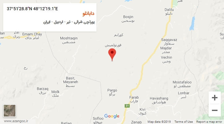 روستای دابانلو بر روی نقشه