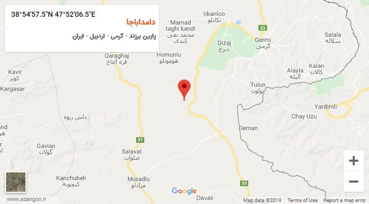 روستای دامداباجا بر روی نقشه