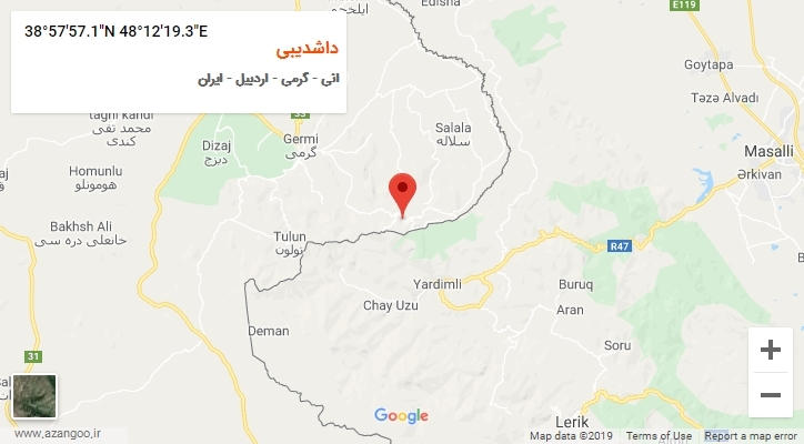 روستای داشدیبی بر روی نقشه