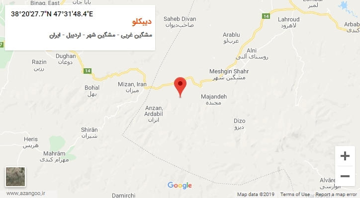 روستای دیبکلو بر روی نقشه