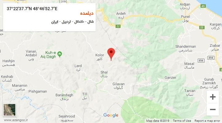 روستای دیلمده بر روی نقشه