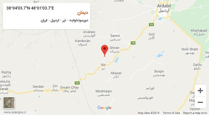 روستای دیمان بر روی نقشه