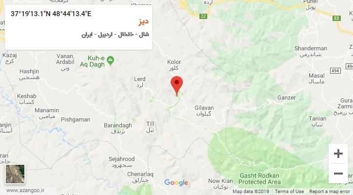 روستای دیز بر روی نقشه