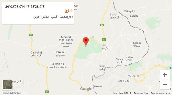 روستای دیزج بر روی نقشه