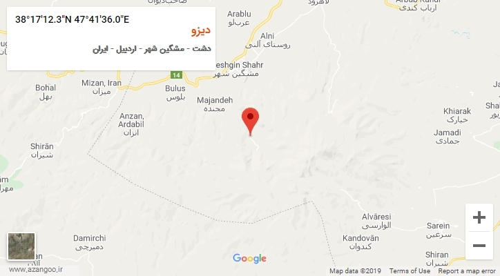 روستای دیزو بر روی نقشه