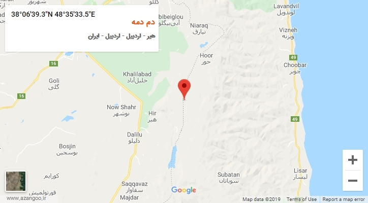 روستای دم دمه بر روی نقشه