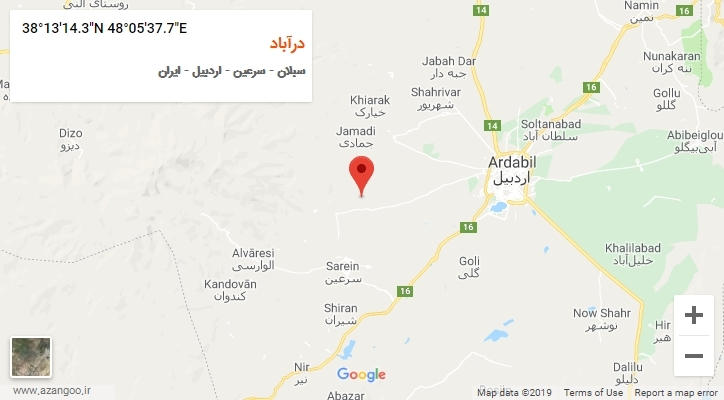 روستای درآباد بر روی نقشه