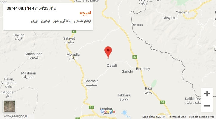 روستای امیچه بر روی نقشه