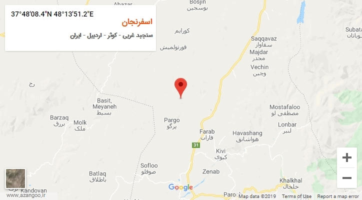 روستای اسفرنجان بر روی نقشه