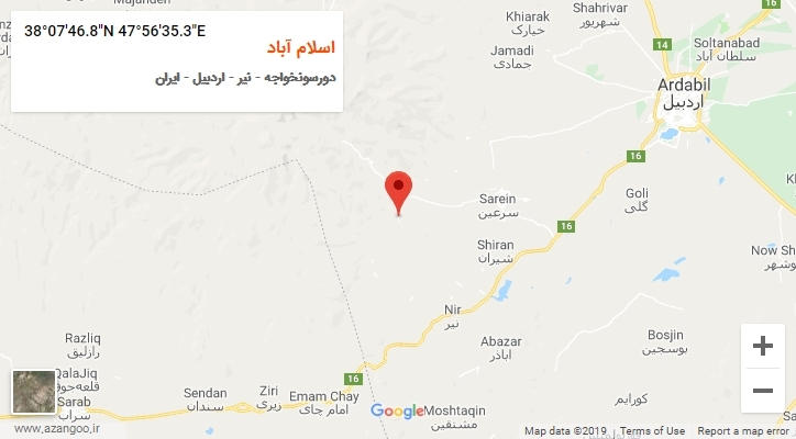روستای اسلام آباد بر روی نقشه