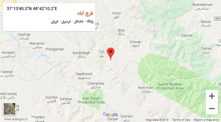 روستای فرج آباد بر روی نقشه