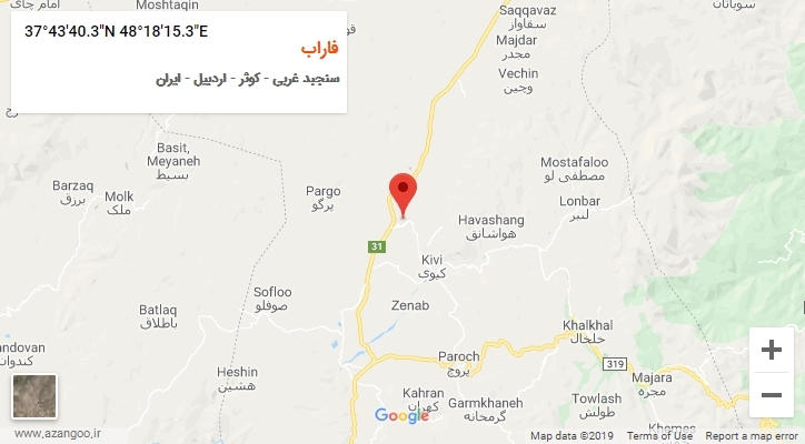 روستای فاراب بر روی نقشه