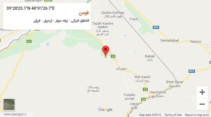 روستای فومن بر روی نقشه