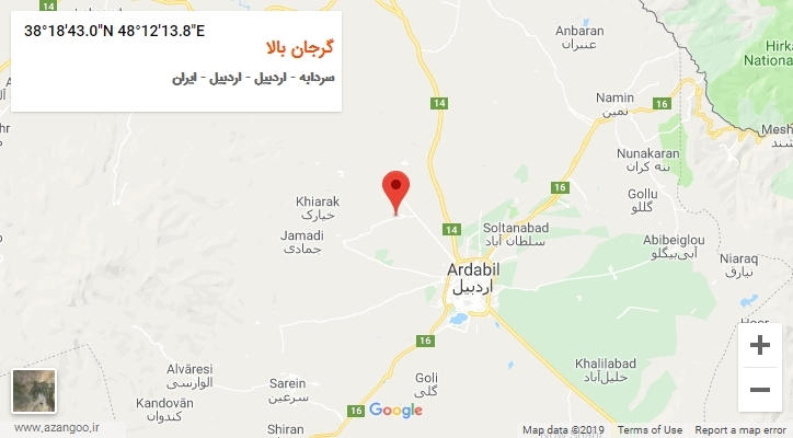 روستای گرجان بالا بر روی نقشه