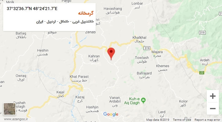 روستای گرمخانه بر روی نقشه